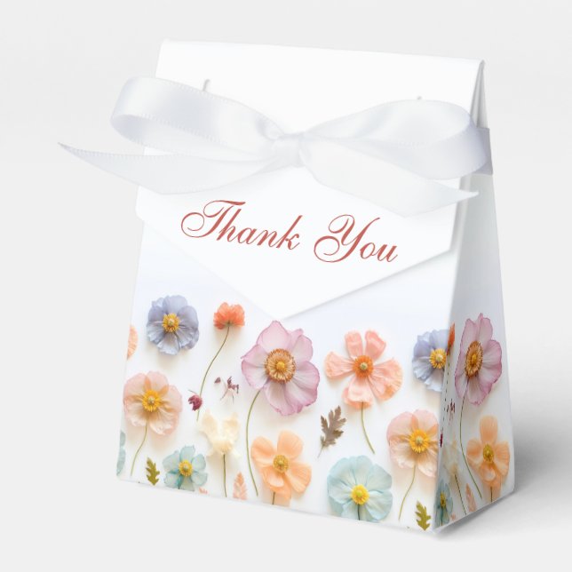 Pastel Pink Bohemian Wildflower Bridal Shower Favour Box (Front Side)