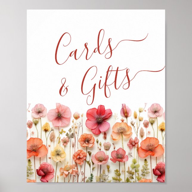 Pastel Pink Bohemian Wildflowers Cards and Gifts Poster (Front)