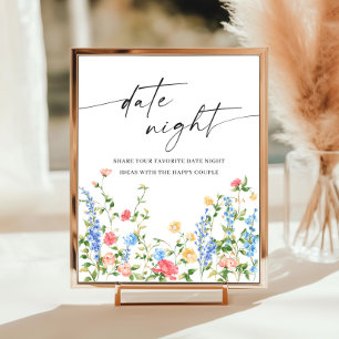 Pastel Pink Bohemian Wildflowers Date Night Ideas Poster