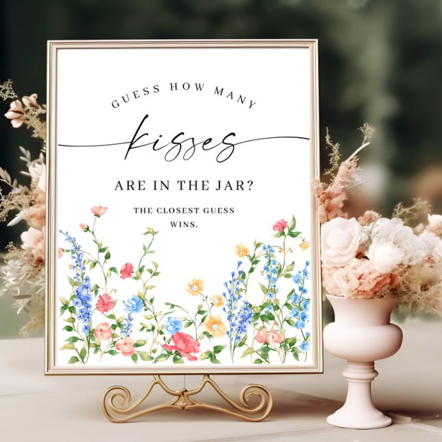 Pastel Pink Bohemian Wildflowers Mimosa Bar Poster (Creator Uploaded)