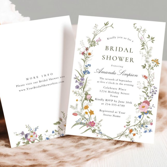 Pastel Pink Boho Floral Wildflower Bridal Shower Invitation (Creator Uploaded)
