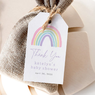 Pastel Pink Boho Rainbow Baby Shower Gift Tags