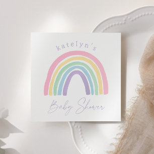 Pastel Pink Boho Rainbow Baby Shower Napkin