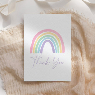 Pastel Pink Boho Rainbow Baby Shower Thank You Card