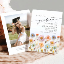 Pastel Pink Boho Wildflower Graduation Party Photo