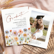 Pastel Pink Boho Wildflower Graduation Party Photo