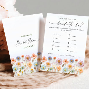 Pastel Pink Boho Wildflowers Bridal Game Card