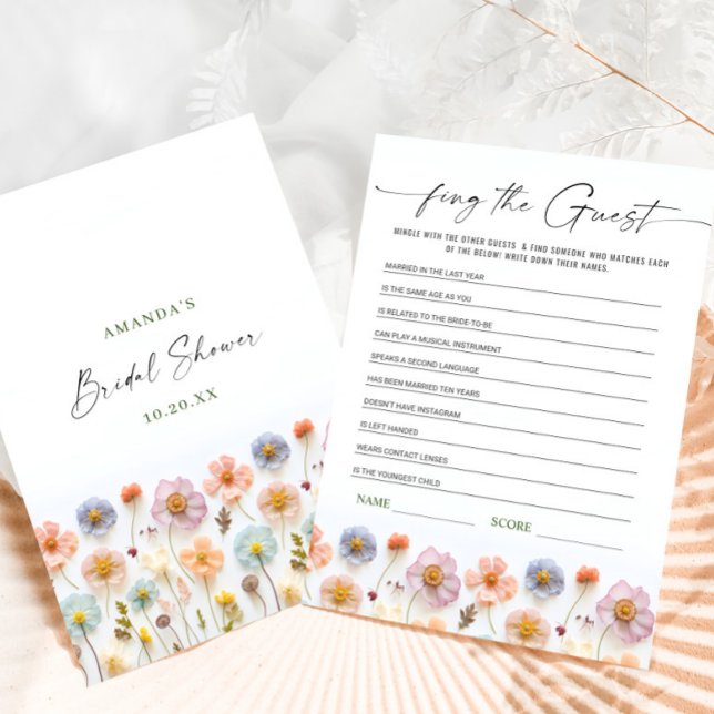 Pastel Pink Boho Wildflowers Bridal Game Card (Creator Uploaded)