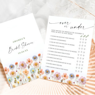 Pastel Pink Boho Wildflowers Bridal Game Card