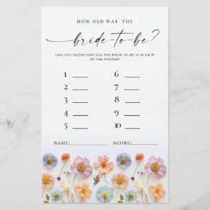 Pastel Pink Boho Wildflowers Bridal Shower Game