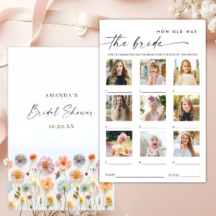 Pastel Pink Boho Wildflowers Bridal Shower Game
