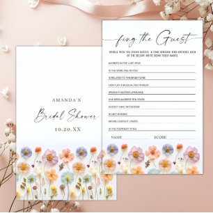 Pastel Pink Boho Wildflowers Bridal Shower Game