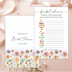 Pastel Pink Boho Wildflowers Bridal Shower Game