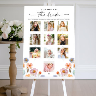 Pastel Pink Boho Wildflowers Bridal Shower Game Poster