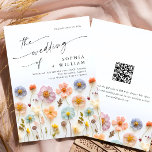 Pastel Pink Boho Wildflowers Wedding QR code Invitation<br><div class="desc">For further customisation,  please click the "Personalise this template",  then "Edit using Design Tool". Stylish editable easy to use wedding templates,  more items available in the store (invitations,  rsvp,  thank you cards,  stationery & decor). If you need help or matching items,  please contact me.</div>