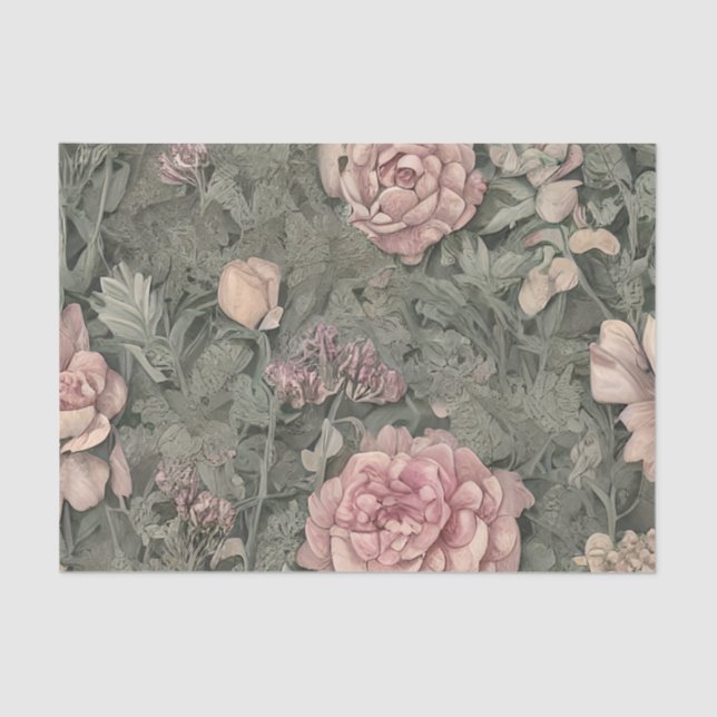 Pastel Pink Botanical  Tissue Paper (Front)
