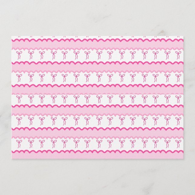 Pastel Pink Bow Seamless Pattern – Cute Aesthetic  Invitation (Front)