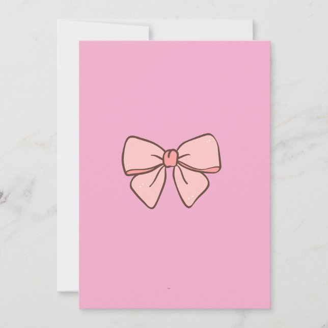 pastel pink bow tie girl invitation card (Front)