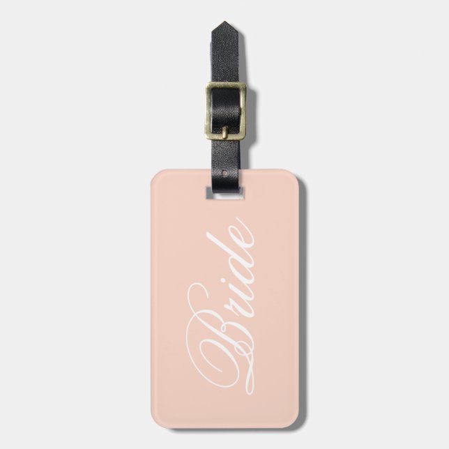 Pastel Pink Bride Travel Luggage Tag (Front Vertical)