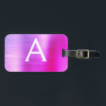 Pastel Pink Brushed Metal Monogram Name Initial Luggage Tag<br><div class="desc">Pastel Ombre Pink,  Orange and Purple Brushed Metal Foil Monogram Name and Initial Luggage Tag. This bag tag is perfect for Back to School,  Work,  or Travelling.</div>