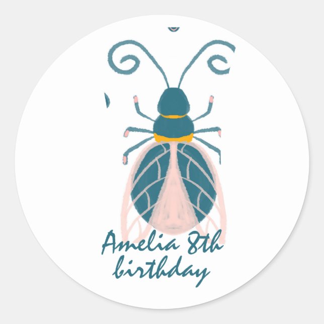 Pastel Pink Bugs Flower Girl Name Classic Round Sticker (Front)