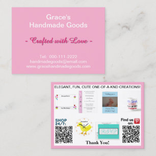 Pastel Pink Business Photos QR Codes 3.5 x 2.5 Card
