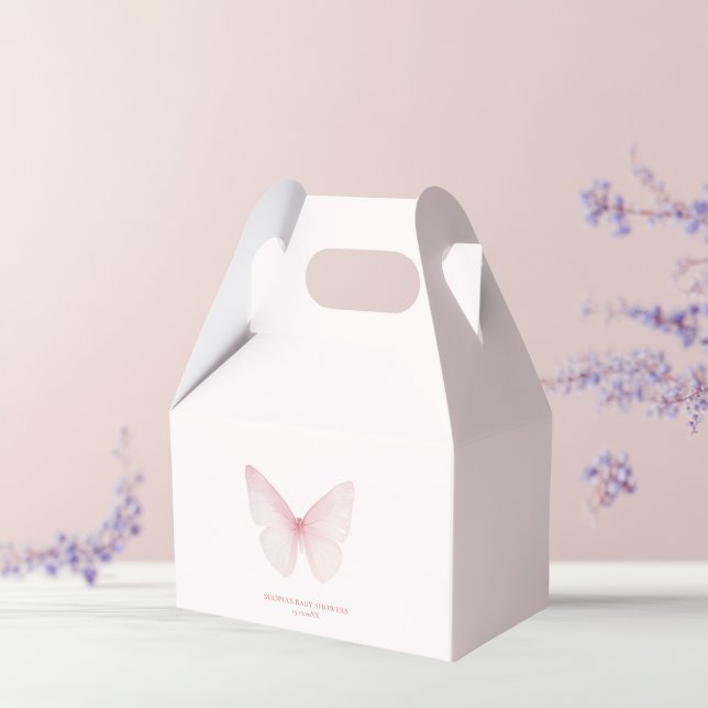 "Pastel Pink Butterfly Baby Shower  Favour Box (Creator Uploaded)