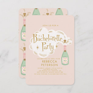 Pastel Pink Champagne Bachelorette Party  Invitation