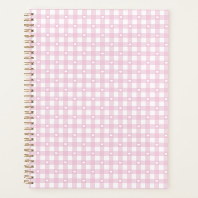 Pastel Pink Checks Planner (Front)