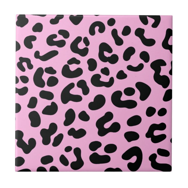 Pastel Pink Cheetah Print Ceramic Tile (Front)