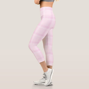 Pastel Pink Chequered Pattern Soft & Aesthetic Capri Leggings