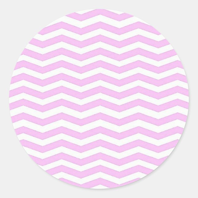 Pastel Pink  Chevron Stripes Round Sticker (Front)