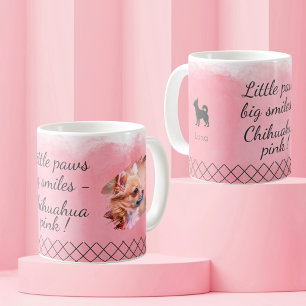 Pastel Pink Chihuahua - Personalised Photo & Name Coffee Mug