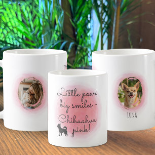 Pastel Pink Chihuahua Silhouette Custom Photo Coffee Mug