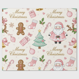 Pastel Pink Christmas Delight Wrapping Paper