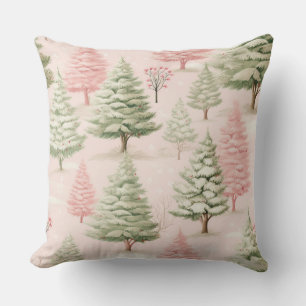 Pastel Pink Christmas Throw Pillow