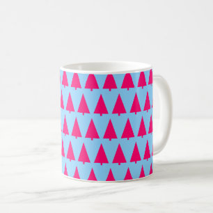 Pastel Pink Christmas tree light bright blue Coffee Mug