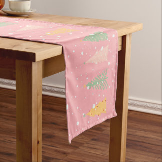 Pastel Pink Christmas Tree Table Runner