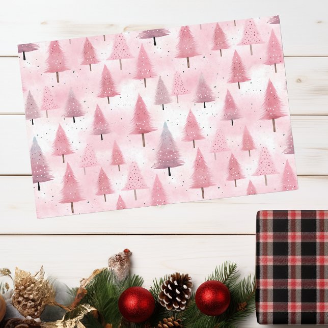 Pastel Pink Christmas Tree Watercolor  Tissue Paper (Creator Uploaded)