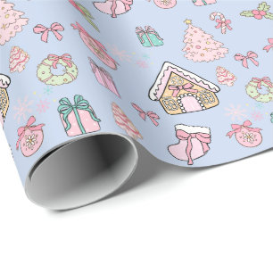 Pastel Pink Christmas Wrapping Paper