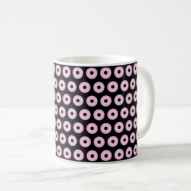 Pastel Pink Circles Simple Clean Black Coffee Mug (Front Right)