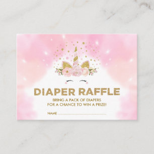 Pastel Pink Clouds Magical Unicorn Diaper Raffle Enclosure Card