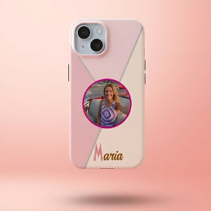 Pastel Pink Colour Block Personalised Photo & Name