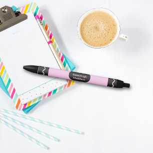 Pastel Pink Colour Crayon Wrap Monogram Black Ink Pen