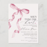 Pastel Pink Coquette Bow Bridal Shower Invite