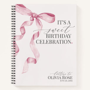 Pastel Pink Coquette Bow Letters to Birthday Girl Notebook