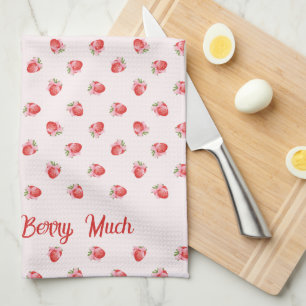 Pastel Pink Coquette Strawberry Personalized Tea Towel