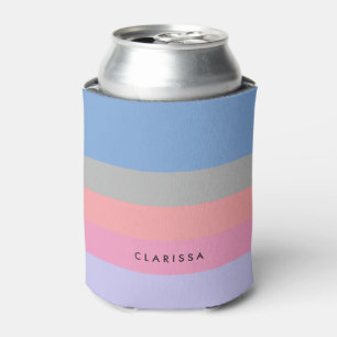 pastel pink coral grey blue purple colour block can cooler