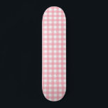 Pastel Pink Cottagecore Gingham Checks  Skateboard<br><div class="desc">Pink Cottagecore Gingham trendy aesthetic design</div>