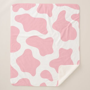 pastel pink cow print kawaii sherpa blanket